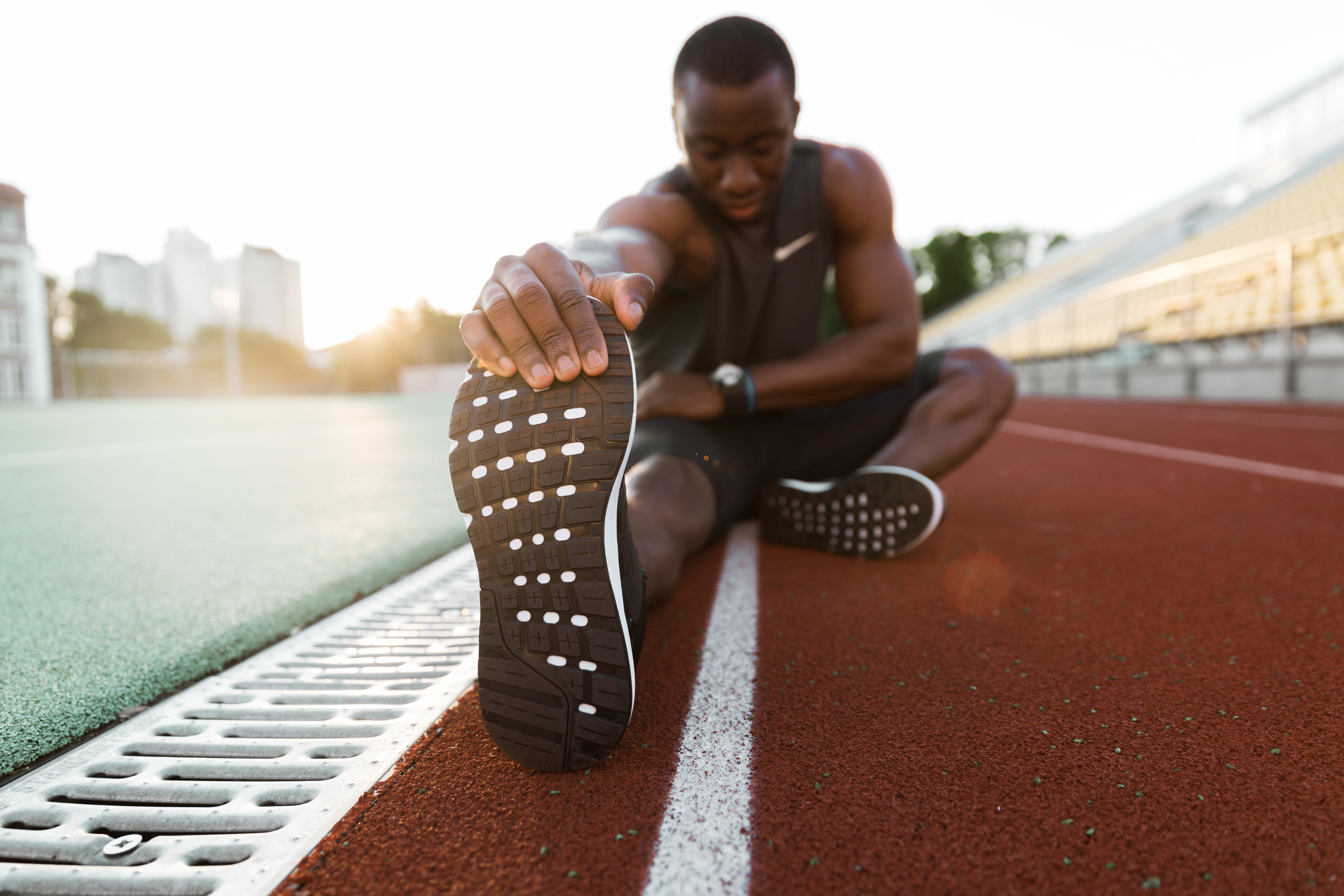 Runner stretching before a run